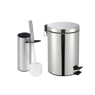 Kit Lixeira 3L + Escova Sanitária Aço Inox com Pedal para Banheiro OEM