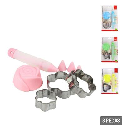 Kit Confeiteiro de Silicone 8 Peças com Forminhas Cores Sortidas Wincy