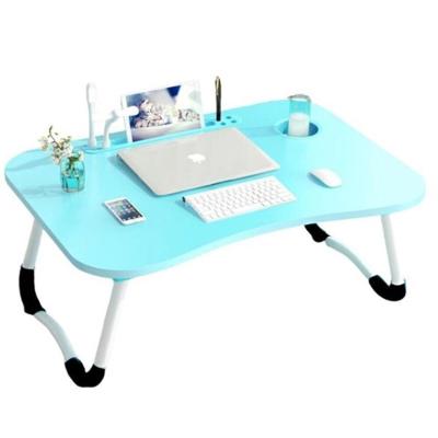 Mesa para Notebook Retangular Home Office USB Ventilador LED Dobrável Portátil MDF e Metal 60CM Azul