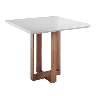 Mesa de Jantar Milao 4 Lugares Quadrada MDF com Vidro Capuccino Madetal Móveis