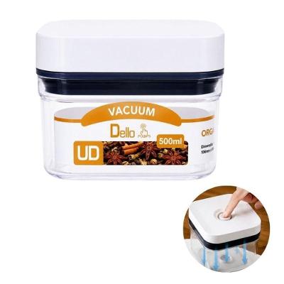Pote Hermético Vacuum Pumps com Sistema à Vácuo Plástico e Silicone Cozinha Transparente Dello 500ML