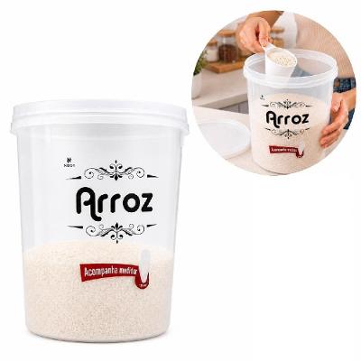 Pote com Rosca Alto Porta Mantimento 5,8L Plástico Resistente com Copo Medidor BPA Free para Cozinha