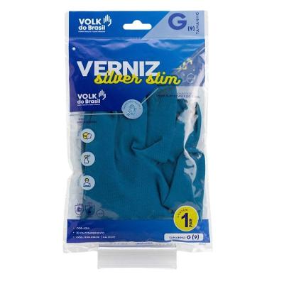Luva de Proteção Silver Slim com Palma Antiderrapante e Acabamento Clorinado Azul Volk do Brasil