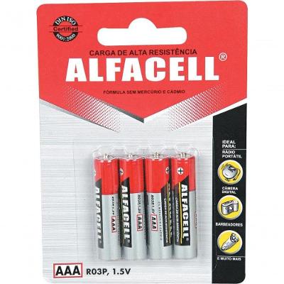 Pilha AAA Alcalina Alta Resistencia Durabilidade Vermelho com Cinza 1.5V Alfacell