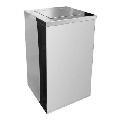 Lixeira Quadrada 50L Aço Inox Abertura Manual Tampa Vai-vem Inox JSN