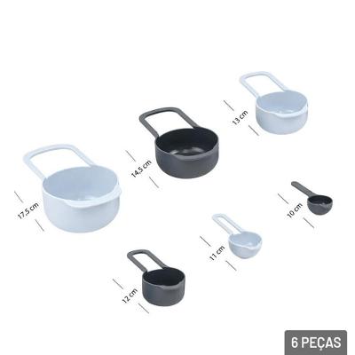 Jogo de Colheres Medidoras Empilháveis Plástico 6 Peças 7,5ml a 250ml Multicolorido Olymport