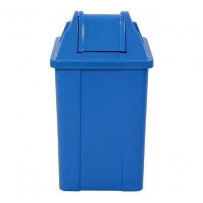 Lixeira Quadrada 100L Plástico Tampa Vai Vem com Pedal Azul JSN