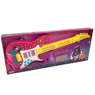 Guitarra Elétrica Show Music Deluxe com Som e Luz Amarelo Toyng