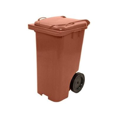 Lixeira Grande Contentor de Lixo 240L com Rodas para Transporte Marrom JSN Ideal para Uso
