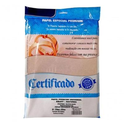 Papel Kraft Reciclado 180G-M2 A4 Pacote com 50 Folhas Textura Artesanal Marrom-claro