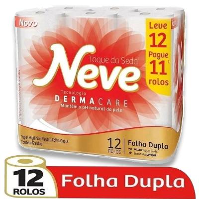 Papel Higienico Folha Dupla Leve 12 Pague 11 20M 10CM Neve Toque Macio