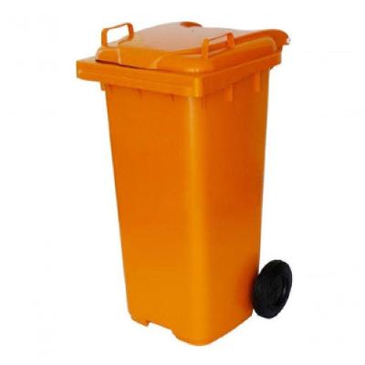 Lixeira Conteiner 120L Plástico Abertura Manual com Rodas para Lavanderia Laranja JSN