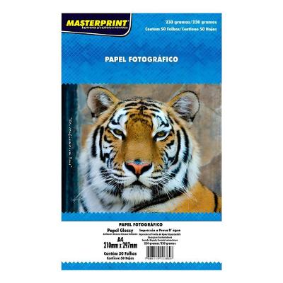 Papel Fotográfico Master Glossy 230G-M2 A4 Pacote 50 Folhas Branco Brilho Intenso