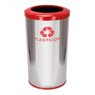 Lixeira C31 50L Aço Inox Abertura Manual com Balde Interno Vermelho JSN
