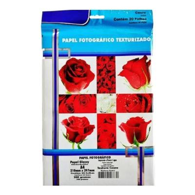 Papel Fotográfico Glossy Textura Couro A4 200g Pacote com 20 Folhas Branco