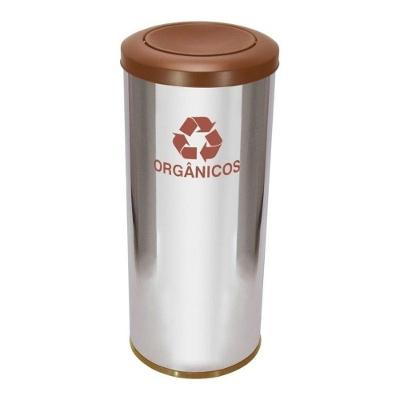 Lixeira Aço Inox 30L Tampa Meia Esfera Plástica com Bandeja Interna JSN