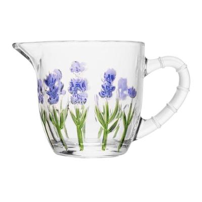 Leiteira Lavanda Hand Painting em Cristal Ecológico 240ML com Acabamento Transparente Lyor