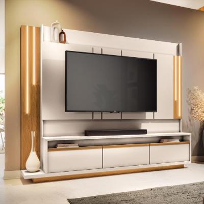 Estante Montane 1 Porta 2 Gavetas MDF Revestido 240CM Off White e Cinamomo