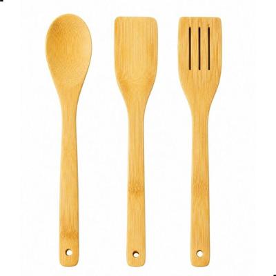 Kit Utensílios de Cozinha Bambu 3 Peças Não Risca Panelas Antiaderentes Amadeirado