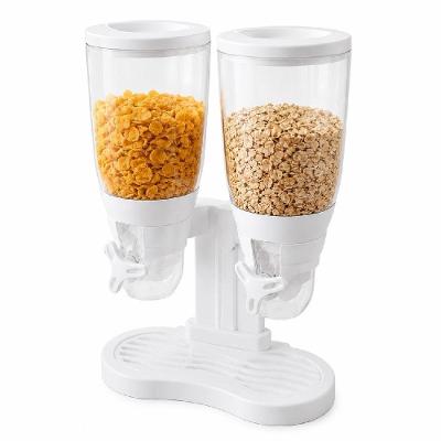Dispenser Duplo para Cereais Grãos e Mantimentos em Acrílico com Tampa 3L