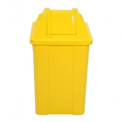 Lixeira Quadrada 100L Plástico Abertura Manual Tampa Vai Vem Amarelo JSN