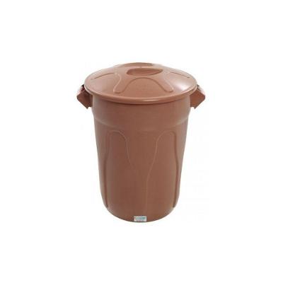 Lixeira Redonda 100L Plástico Abertura Manual Tipo Balde Marrom JSN
