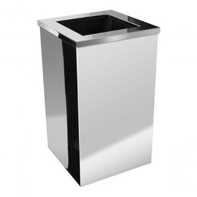 Lixeira Quadrada 100L Aço Inox Abertura Manual com Aro Inox Cozinha JSN