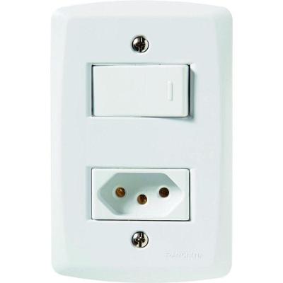 Conjunto de Interruptor e Tomada Lux2 com 1 Interruptor Simples e 1 Tomada 2P+T 10A 250V Tramontina