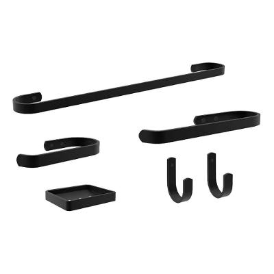 Kit Acessórios para Banheiro 6 Peças Alumínio Maciço Preto Fosco Casah