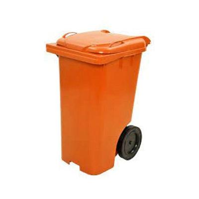 Lixeira Grande Contentor de Lixo 240L com Rodas para Transporte Laranja JSN