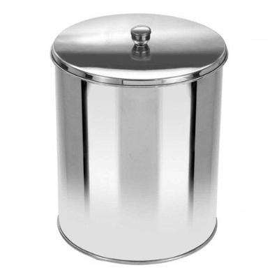 Lixeira Office 5L Aço Inox Abertura Manual Tampa Removível Inox JSN