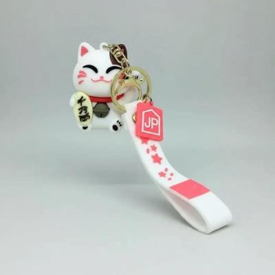 Chaveiro Maneki Neko com Design de Casal de Gatos da Sorte Amarelo Dantas 5CM