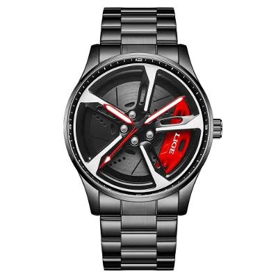 Relógio Masculino 89251 Analógico Aço Inox com Design de Roda do Carro Vermelho Lige