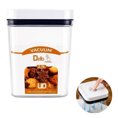 Pote Hermético Vacuum Pumps Vedação a Vácuo Plástico e Silicone Transparente Dello 3 Unidades