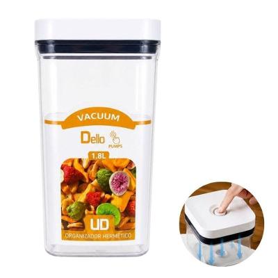 Pote Hermético Vacuum Pumps com Sistema à Vácuo Plástico e Silicone para Cozinha Transparente Dello