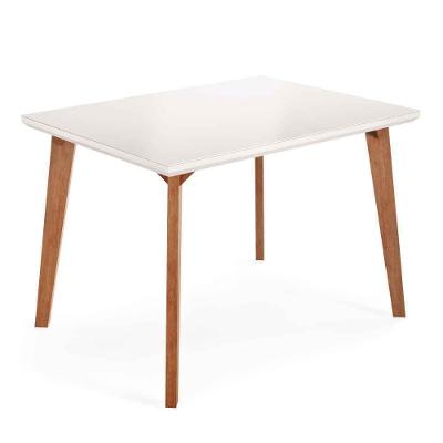 Mesa de Jantar Dubai 4 Lugares Retangular MDP com Vidro Bege Madetal Móveis