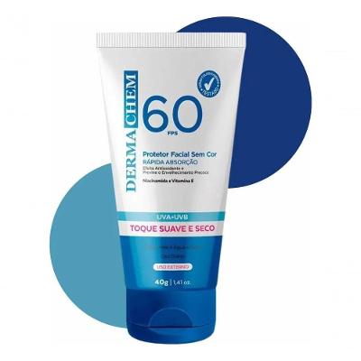 Protetor Solar Facial FPS 60 sem Cor Oil-Free Acabamento Matte Dermachem 40G