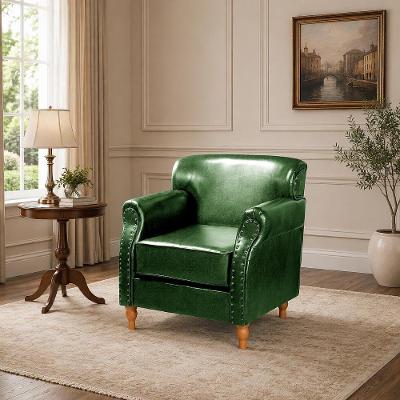 Poltrona Londres Decorativa com Couríssimo Confortável Verde Bella Decor