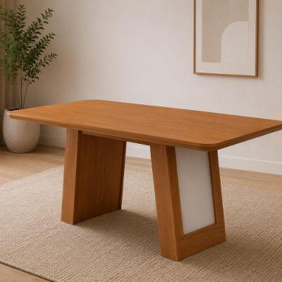 Mesa de Jantar Carolina 6 Lugares Retangular MDF Off White Moderna
