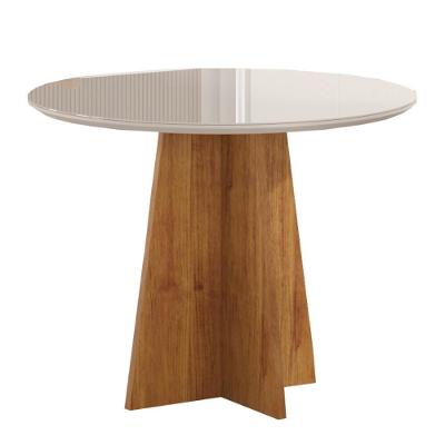 Mesa de Jantar Dalila 4 Lugares Quadrada Tampo de Vidro MDF 90CM Viero Móveis