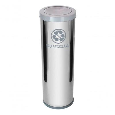 Lixeira Higipack 50L Aço Inox Abertura Manual Tampa Meia Esfera Cinza