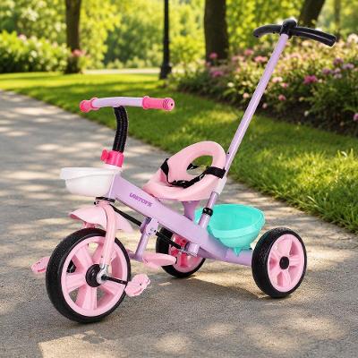 Triciclo Infantil Candy com Empurrador Removível Rosa Unitoys 55CM