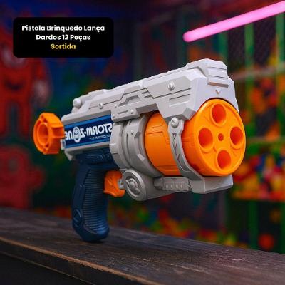 Pistola Brinquedo Storm-Zone SRT Lança Dardos com Acessórios de Espuma e Alvos Branco Wellmix