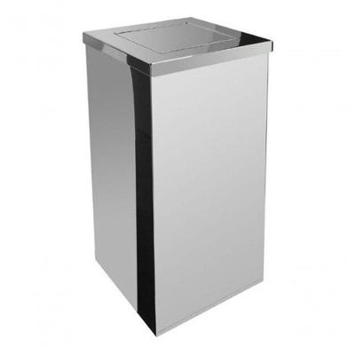 Lixeira Inox Quadrada 36L Aço Inox Abertura Manual Tampa Vai-vem JSN