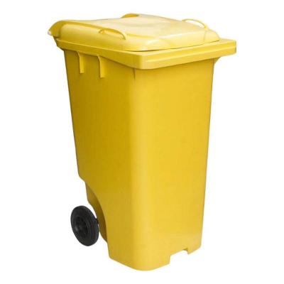 Lixeira Grande Contentor de Lixo com Rodas 240L Amarelo com Rodizios JSN