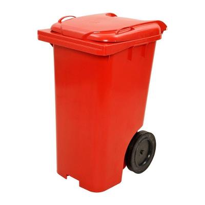 Lixeira Grande Contentor de Lixo 240L com Rodas Vermelho JSN