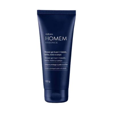 Shower Gel 4 em 1 Cabelo Barba Rosto e Corpo Homem Essence Amadeirado 100G