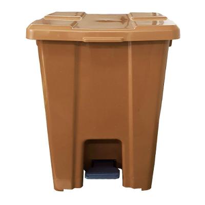 Lixeira Cesto Quadrada 25L Plástico Abertura por Pedal Marrom para Cozinha JSN