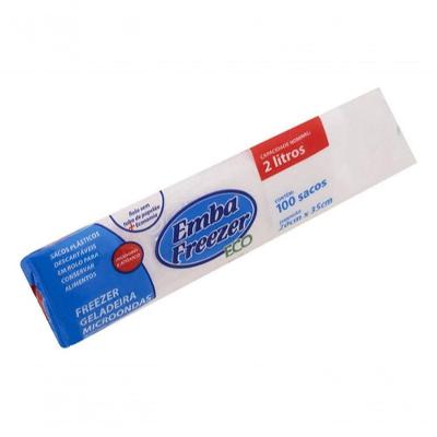 Saco para Conservar Alimentos Embafreezer Eco 2L 100 Unidades para Freezer e Micro-ondas Embalixo