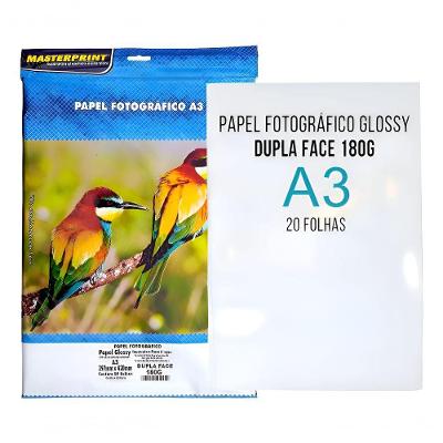 Papel Foto Masterprint B Dupla Face Glossy A3 180g 20 Folhas Branco